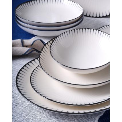 Jídelní sada 24 ks bílá/černá/porcelán