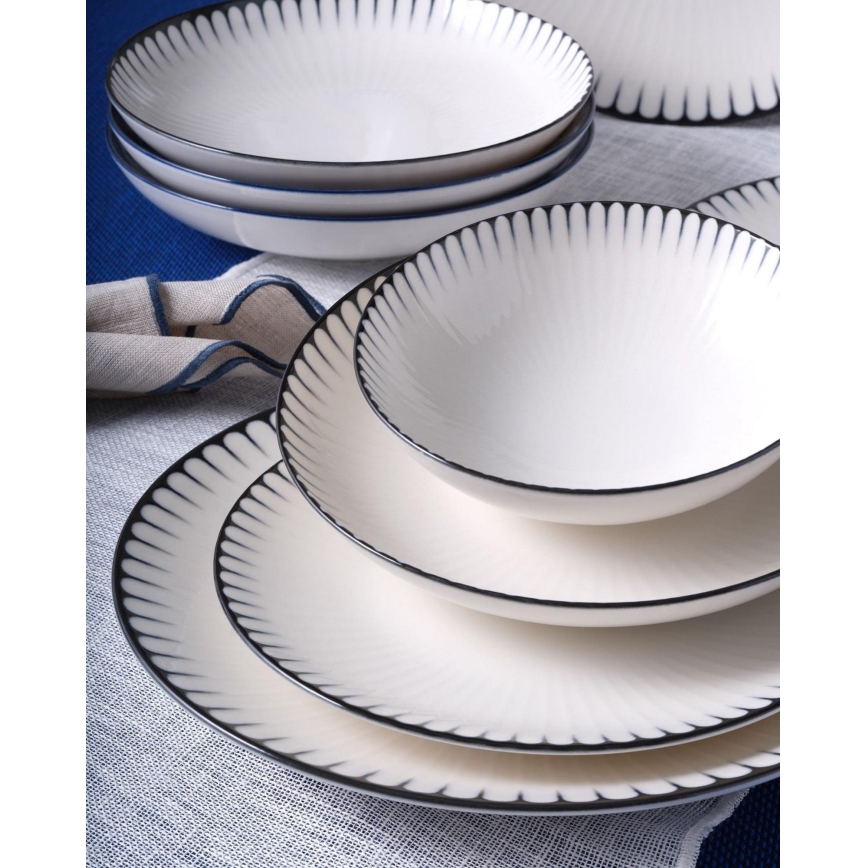 Jídelní sada 24 ks bílá/černá/porcelán