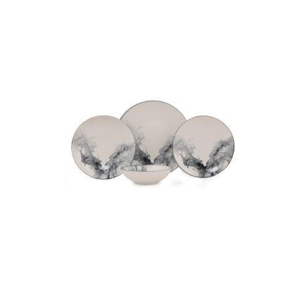 Jídelní sada 24 ks bílá/černá/porcelán