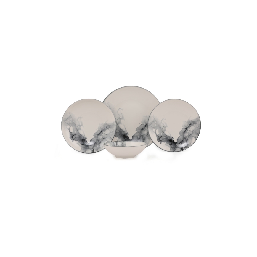 Jídelní sada 24 ks bílá/černá/porcelán
