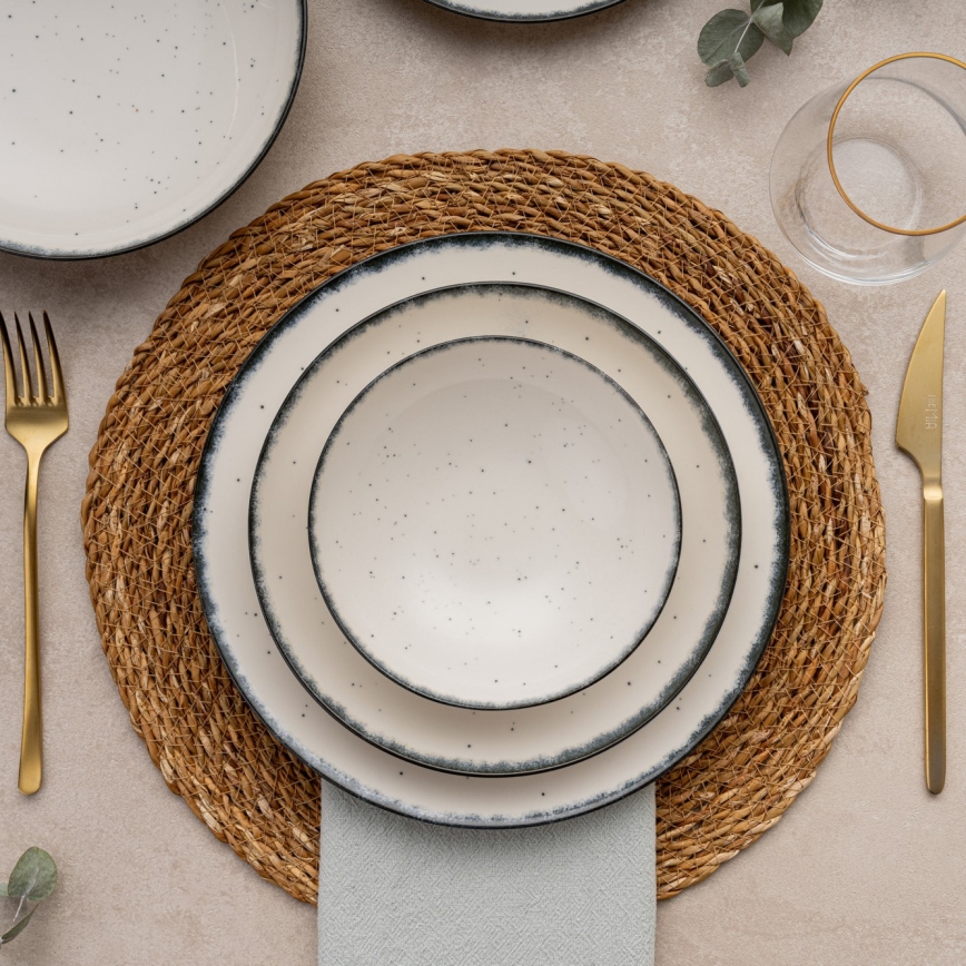 Jídelní sada 24 ks bílá/černá/porcelán