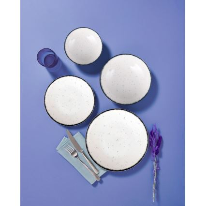 Jídelní sada 24 ks bílá/černá/porcelán