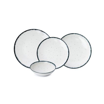 Jídelní sada 24 ks bílá/černá/porcelán
