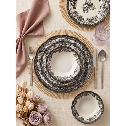 Jídelní sada 24 ks bílá/černá/porcelán