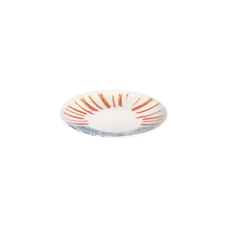 Jídelní sada 24 ks bílá/červená/modrá /porcelán