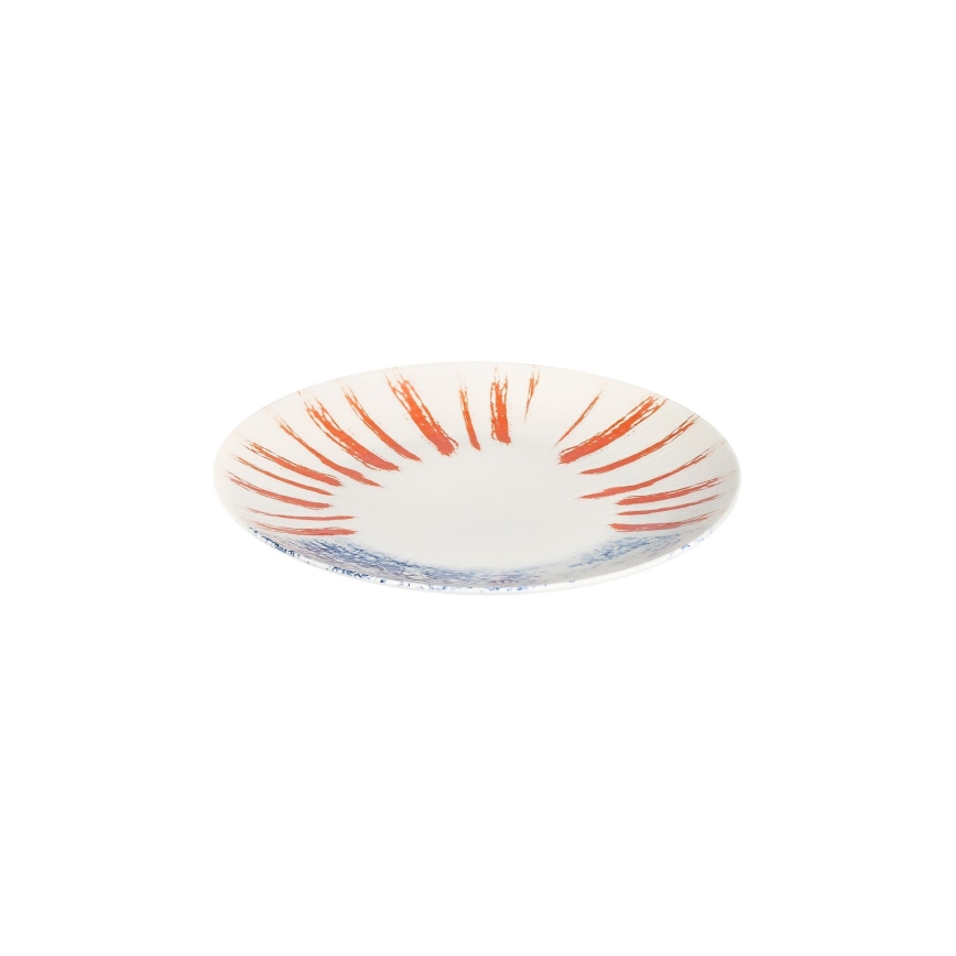 Jídelní sada 24 ks bílá/červená/modrá /porcelán