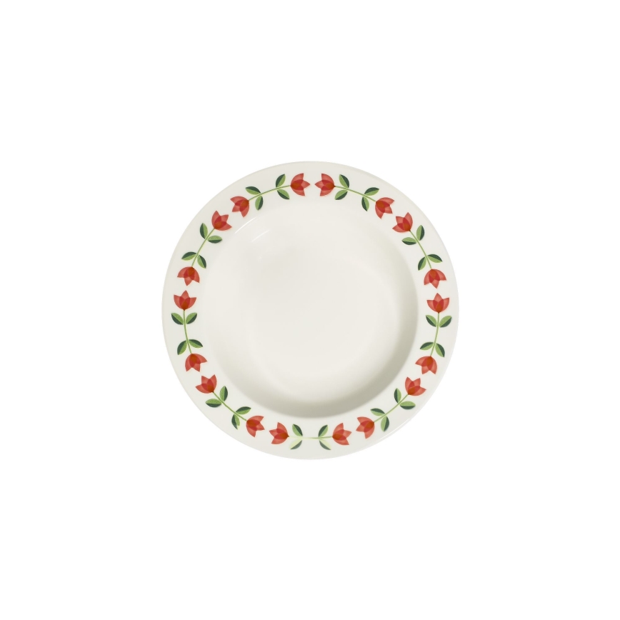 Jídelní sada 24 ks bílá/červená/zelená/porcelán