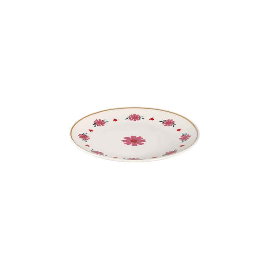 Jídelní sada 24 ks bílá/červená/zelená/porcelán