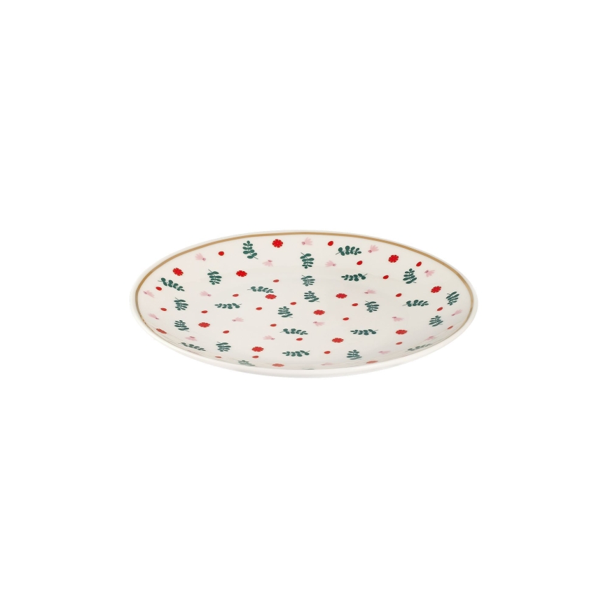 Jídelní sada 24 ks bílá/červená/zelená/porcelán