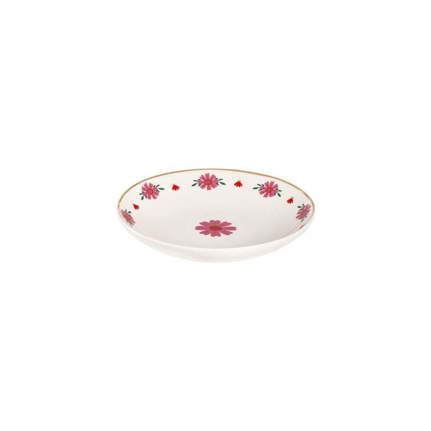 Jídelní sada 24 ks bílá/červená/zelená/porcelán