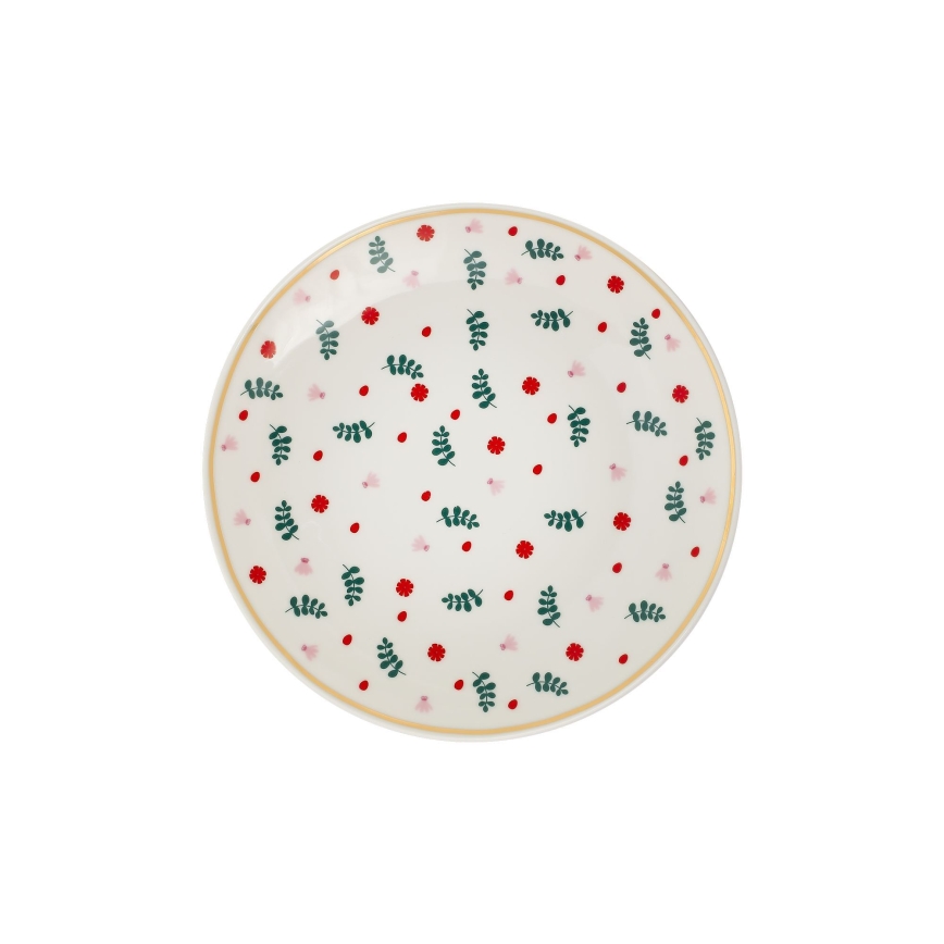 Jídelní sada 24 ks bílá/červená/zelená/porcelán