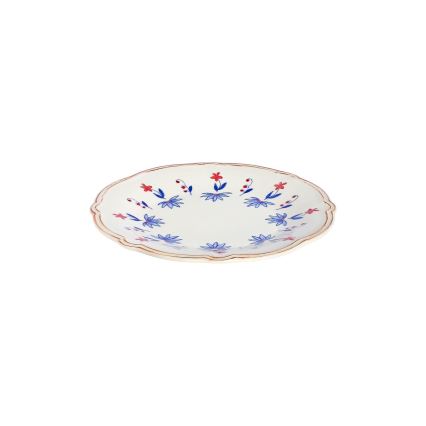 Jídelní sada 24 ks bílá/modrá/červená/porcelán