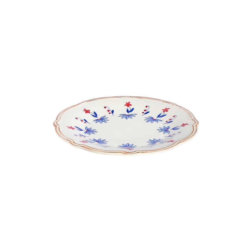 Jídelní sada 24 ks bílá/modrá/červená/porcelán