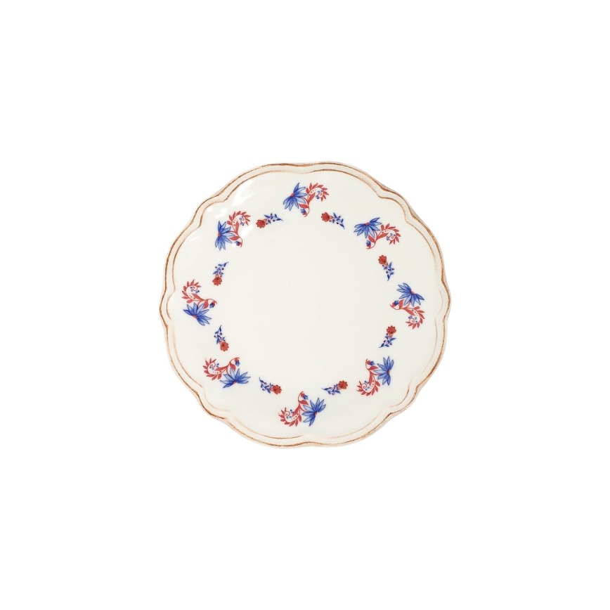 Jídelní sada 24 ks bílá/modrá/červená/porcelán