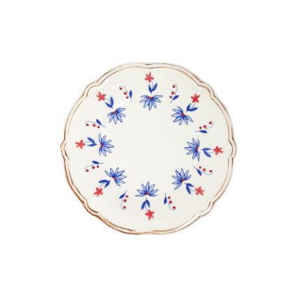 Jídelní sada 24 ks bílá/modrá/červená/porcelán
