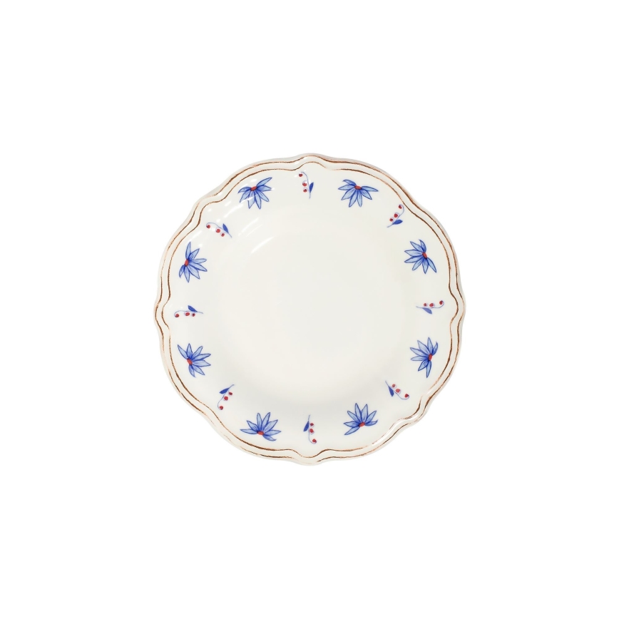 Jídelní sada 24 ks bílá/modrá/červená/porcelán