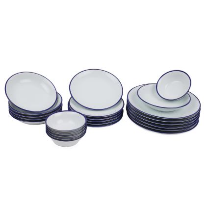 Jídelní sada 24 ks bílá/modrá/porcelán