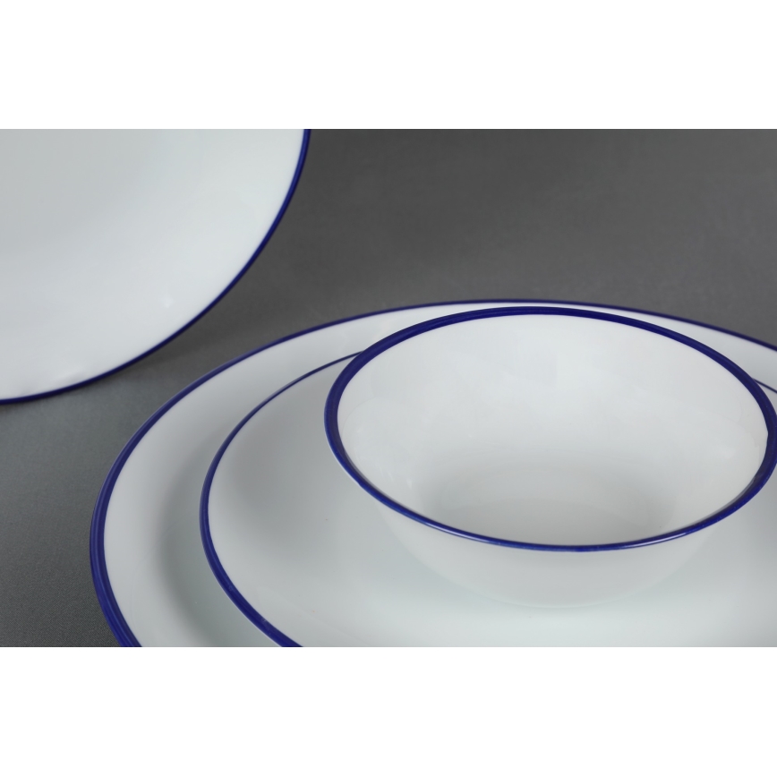 Jídelní sada 24 ks bílá/modrá/porcelán