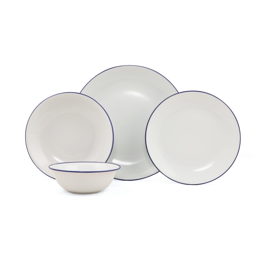 Jídelní sada 24 ks bílá/modrá/porcelán