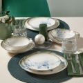 Jídelní sada 24 ks bílá/modrá/porcelán