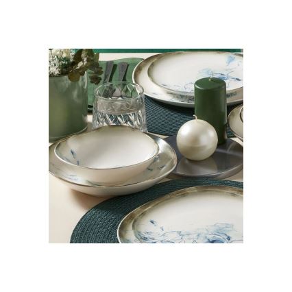 Jídelní sada 24 ks bílá/modrá/porcelán