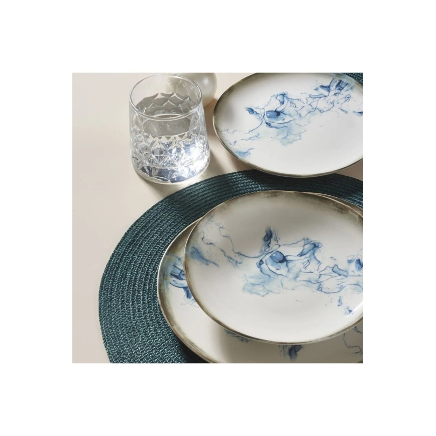 Jídelní sada 24 ks bílá/modrá/porcelán