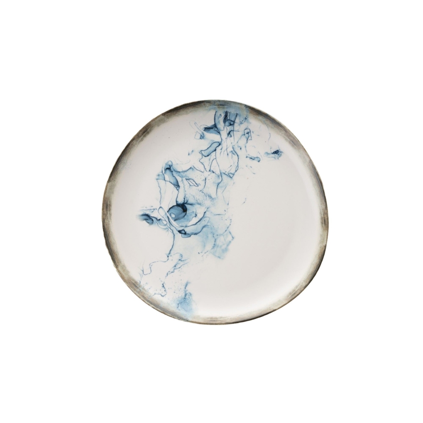 Jídelní sada 24 ks bílá/modrá/porcelán