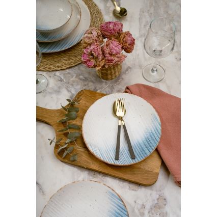 Jídelní sada 24 ks bílá/modrá/porcelán