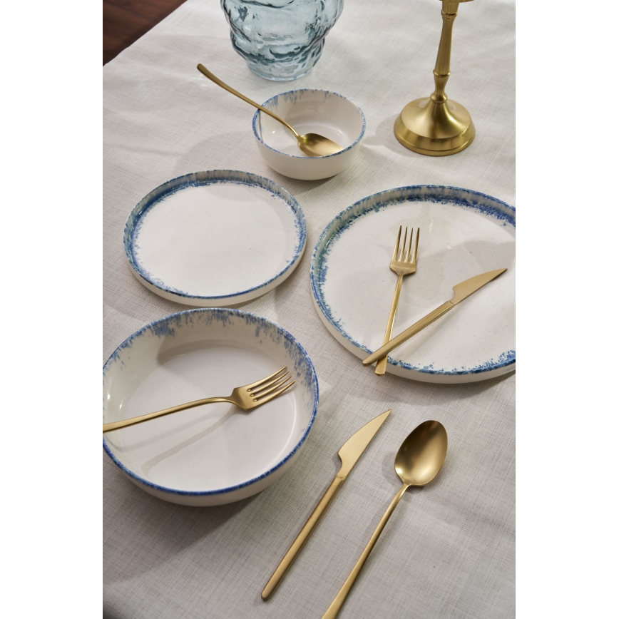 Jídelní sada 24 ks bílá/modrá/porcelán