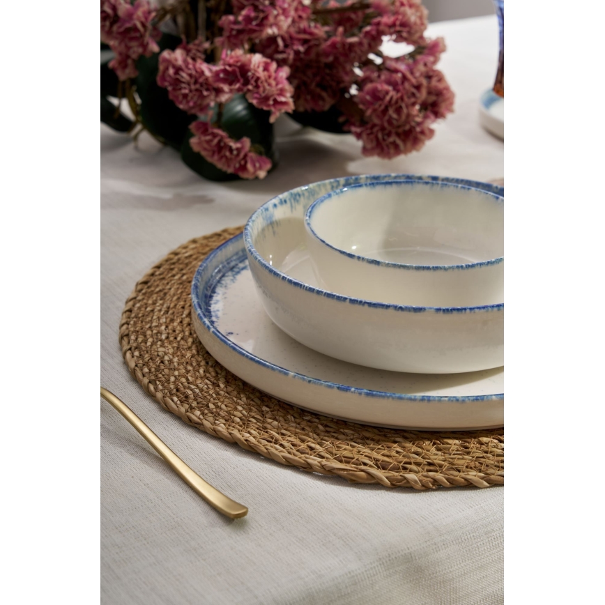 Jídelní sada 24 ks bílá/modrá/porcelán