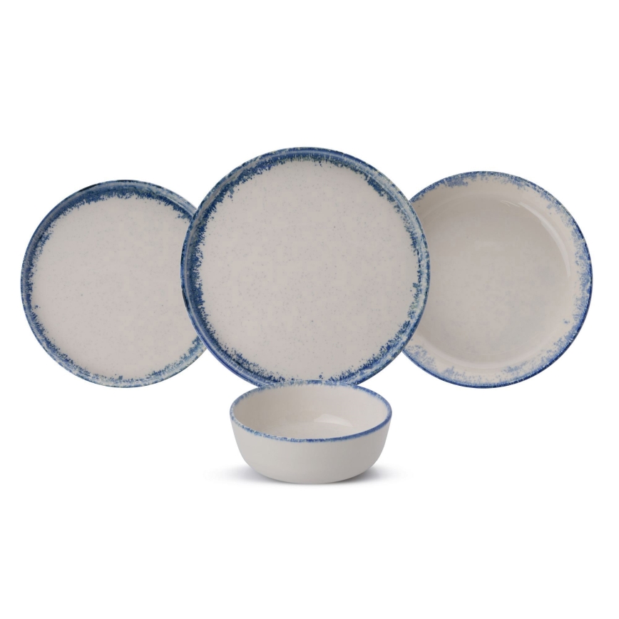 Jídelní sada 24 ks bílá/modrá/porcelán