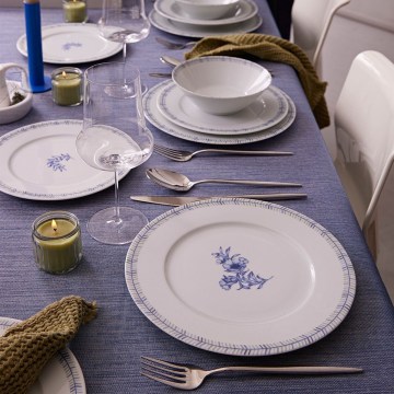 Jídelní sada 24 ks bílá/modrá/porcelán