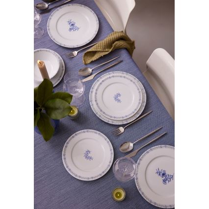 Jídelní sada 24 ks bílá/modrá/porcelán