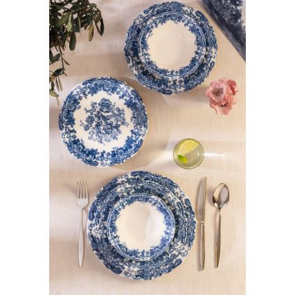 Jídelní sada 24 ks bílá/modrá/porcelán