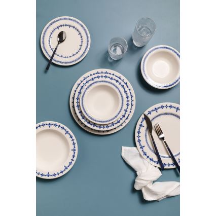 Jídelní sada 24 ks bílá/modrá/porcelán