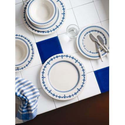 Jídelní sada 24 ks bílá/modrá/porcelán