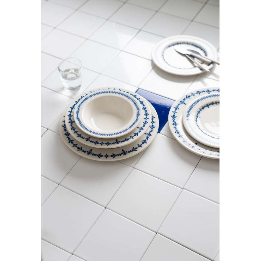 Jídelní sada 24 ks bílá/modrá/porcelán