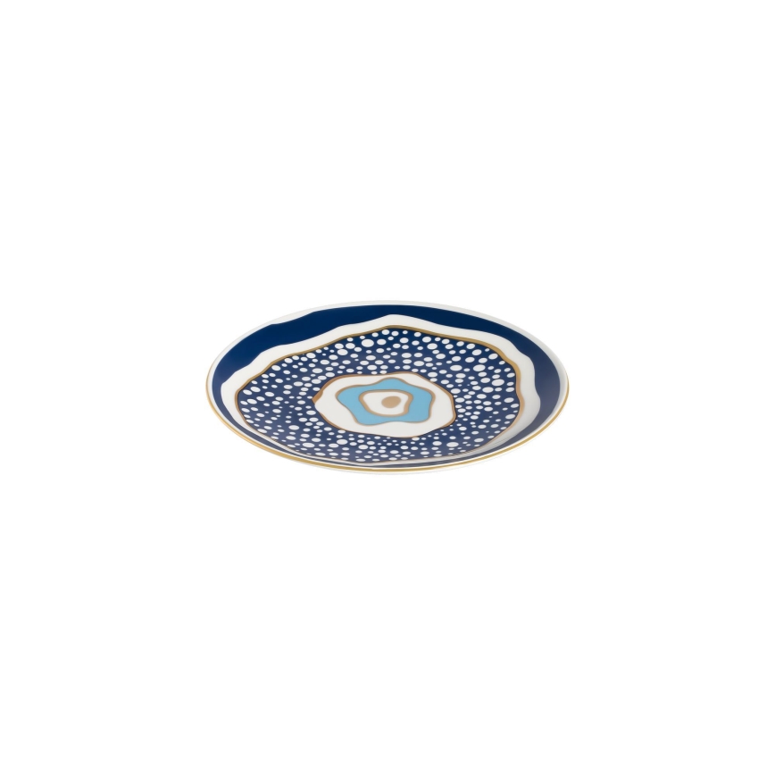 Jídelní sada 24 ks bílá/modrá/zlatá/porcelán