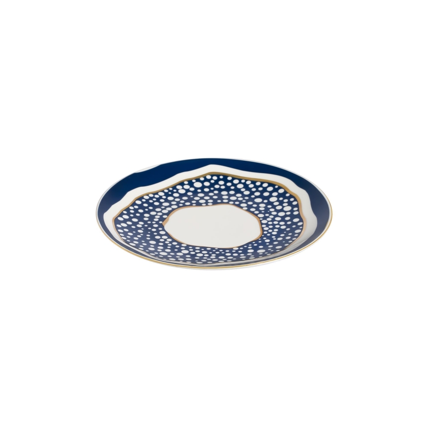 Jídelní sada 24 ks bílá/modrá/zlatá/porcelán