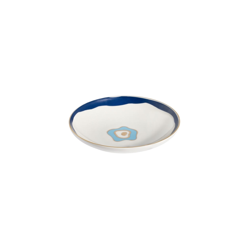 Jídelní sada 24 ks bílá/modrá/zlatá/porcelán