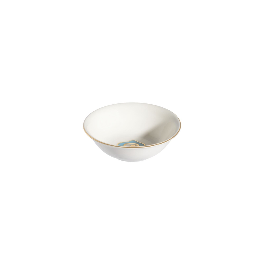 Jídelní sada 24 ks bílá/modrá/zlatá/porcelán