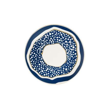 Jídelní sada 24 ks bílá/modrá/zlatá/porcelán