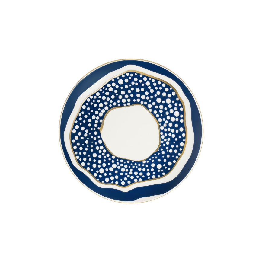 Jídelní sada 24 ks bílá/modrá/zlatá/porcelán