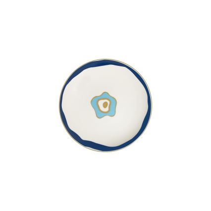 Jídelní sada 24 ks bílá/modrá/zlatá/porcelán