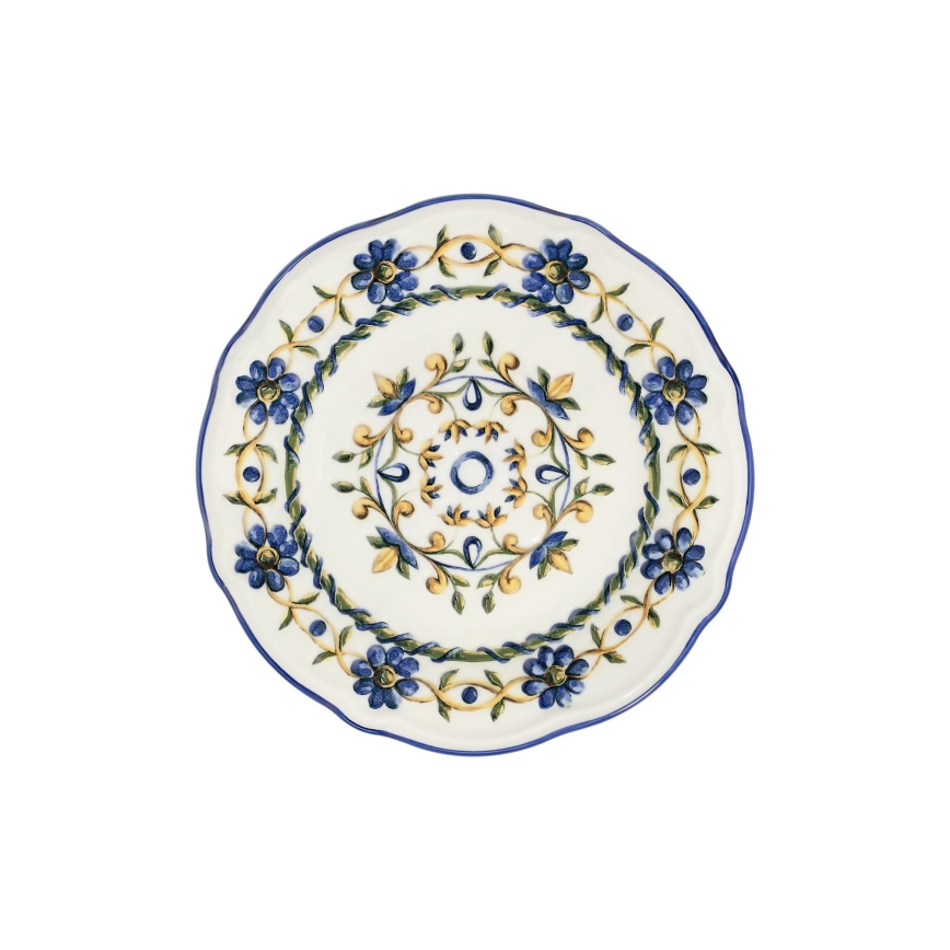 Jídelní sada 24 ks bílá/modrá/žlutá/porcelán