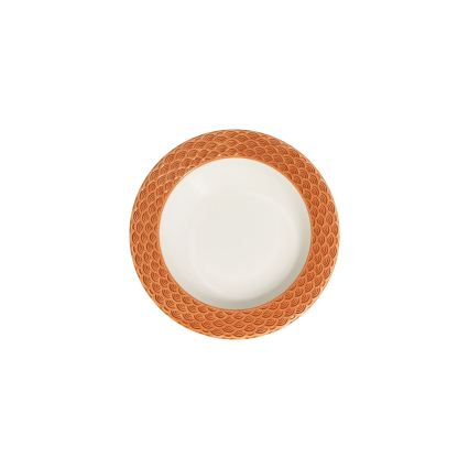 Jídelní sada 24 ks bílá/oranžová/porcelán