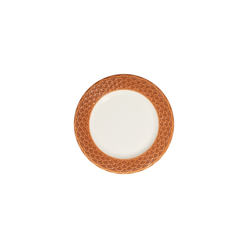 Jídelní sada 24 ks bílá/oranžová/porcelán