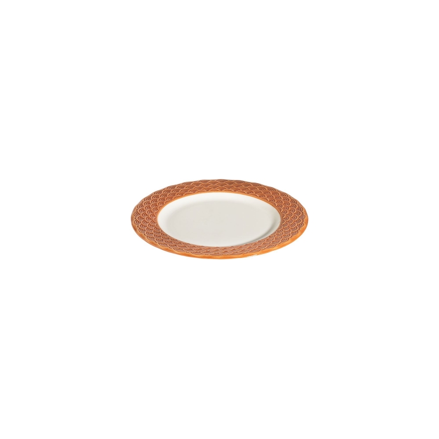 Jídelní sada 24 ks bílá/oranžová/porcelán