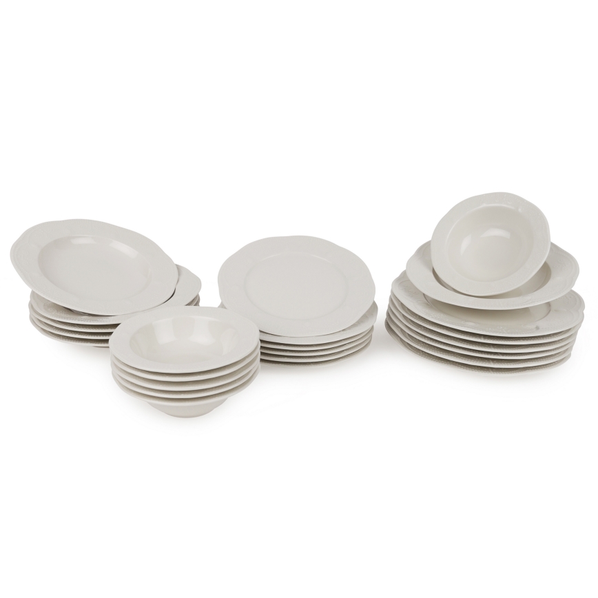 Jídelní sada 24 ks bílá/porcelán