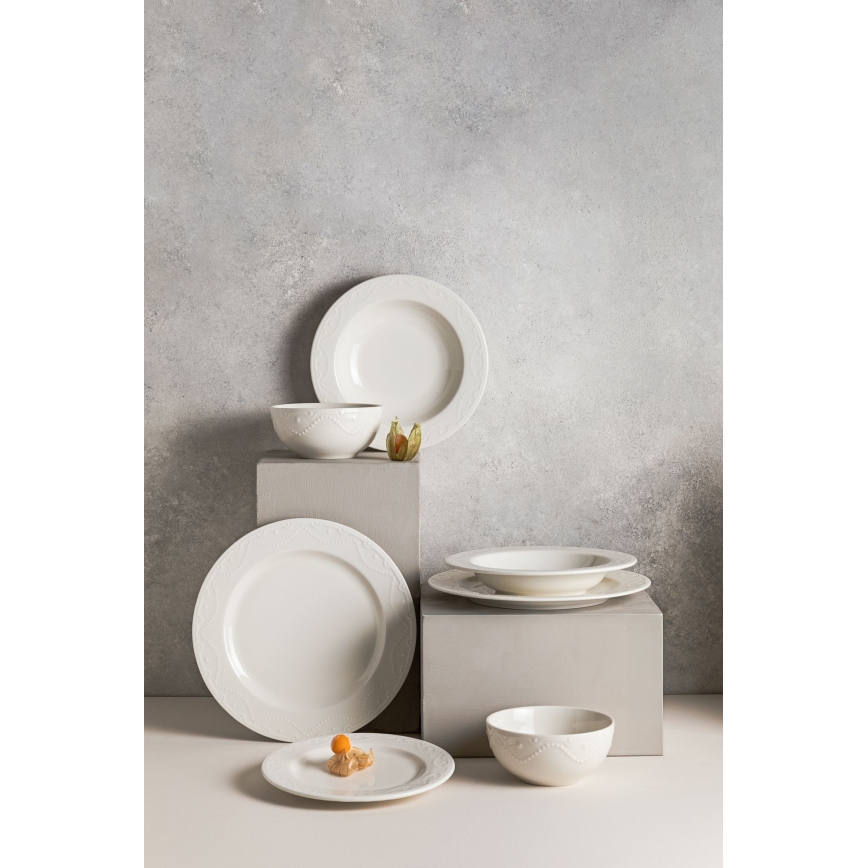 Jídelní sada 24 ks bílá/porcelán
